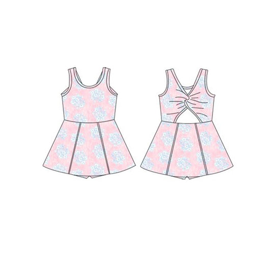 pre -orderblue flowers  print Sleeveless girl yoga set GSD2117