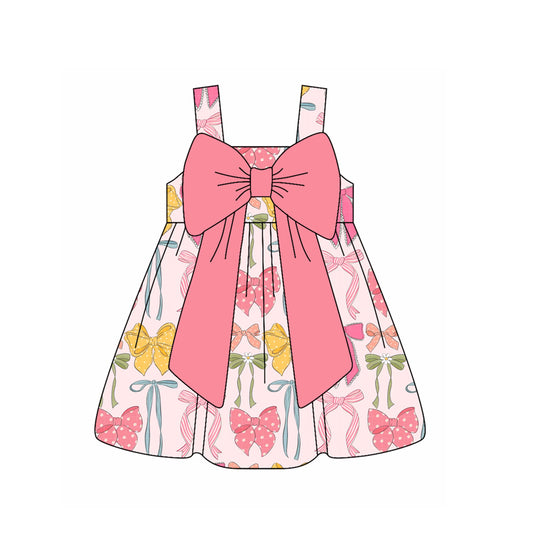 pre -order colorful bows print Girls  dressGSD2127