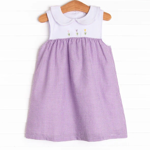 pre -order purple stripe print Girls  dressGSD2129