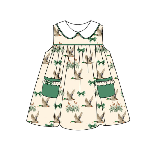 pre -order duck pocket print Girls  dressGSD2130