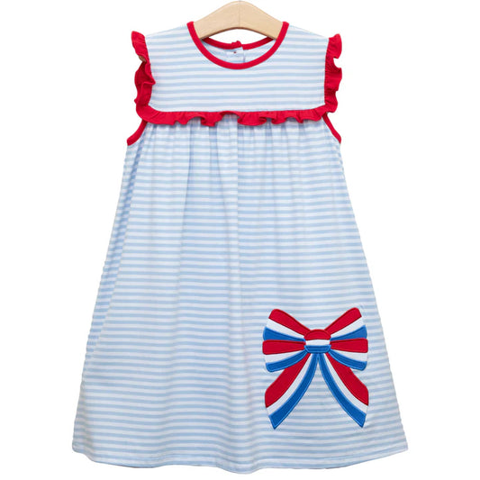 pre -order blue stripe print  Sleeveless girl set GSD2137