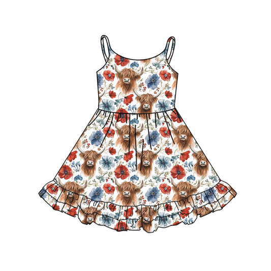 pre -order cattle flowers sleeveless print girl dress GSD2143