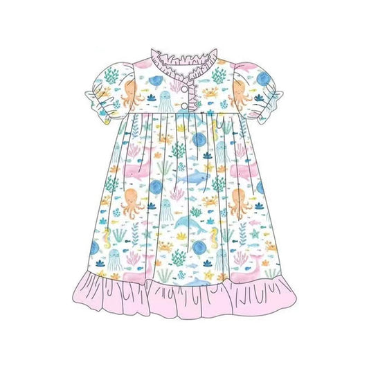 pre -orderanimals short sleeve print girl dress GSD2144