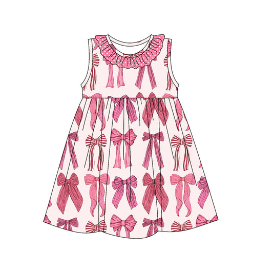 pre -order pink bows sleeveless print girl dress GSD2146