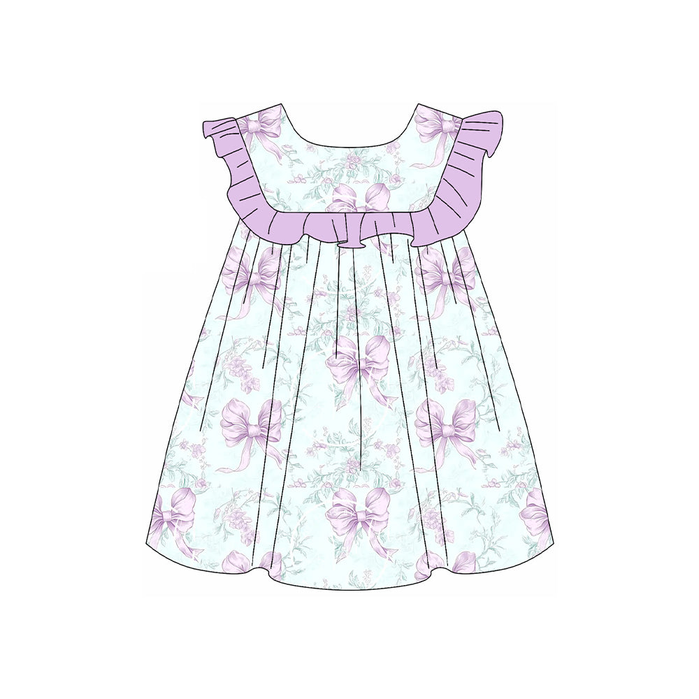 pre -order purple bow sleeveless print girl dress GSD2158
