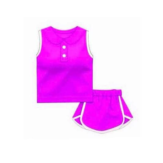pre -order purple  button sleeveless print girl dress GSD2164