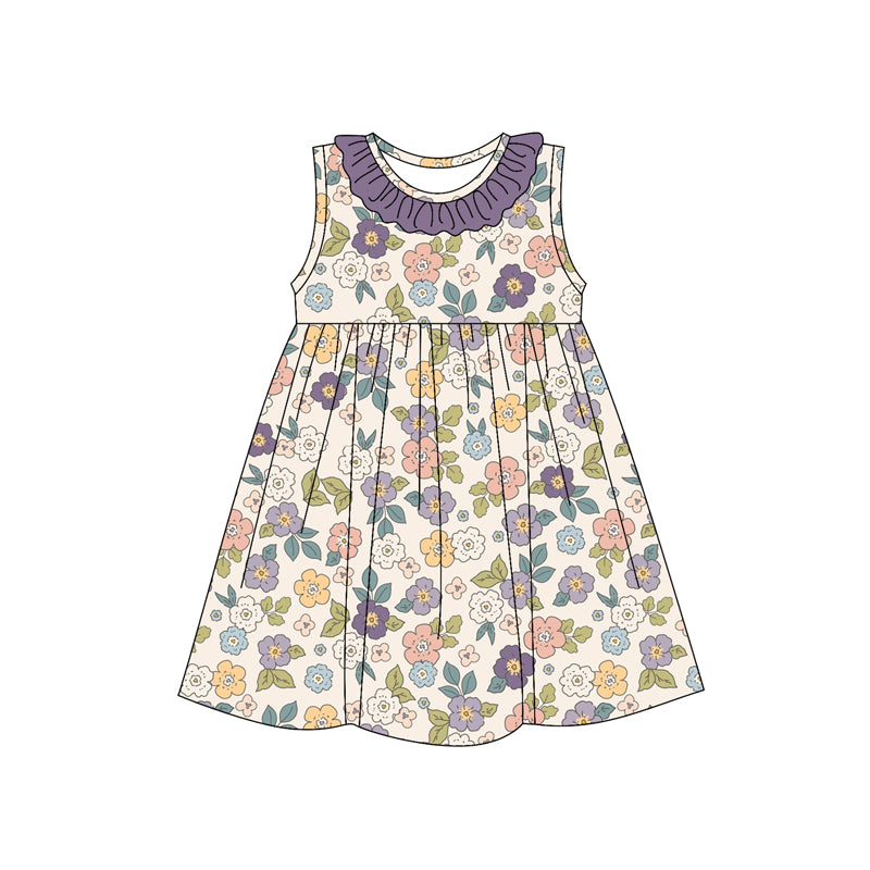 pre -order flowers sleeveless print girl dress GSD2168