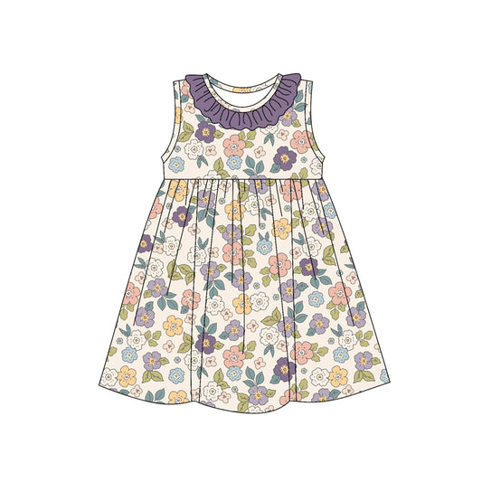 pre -order flowers sleeveless print girl dress GSD2168