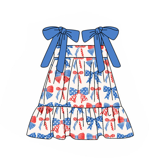 pre -order colorful bows sleeveless print girl dress GSD2172