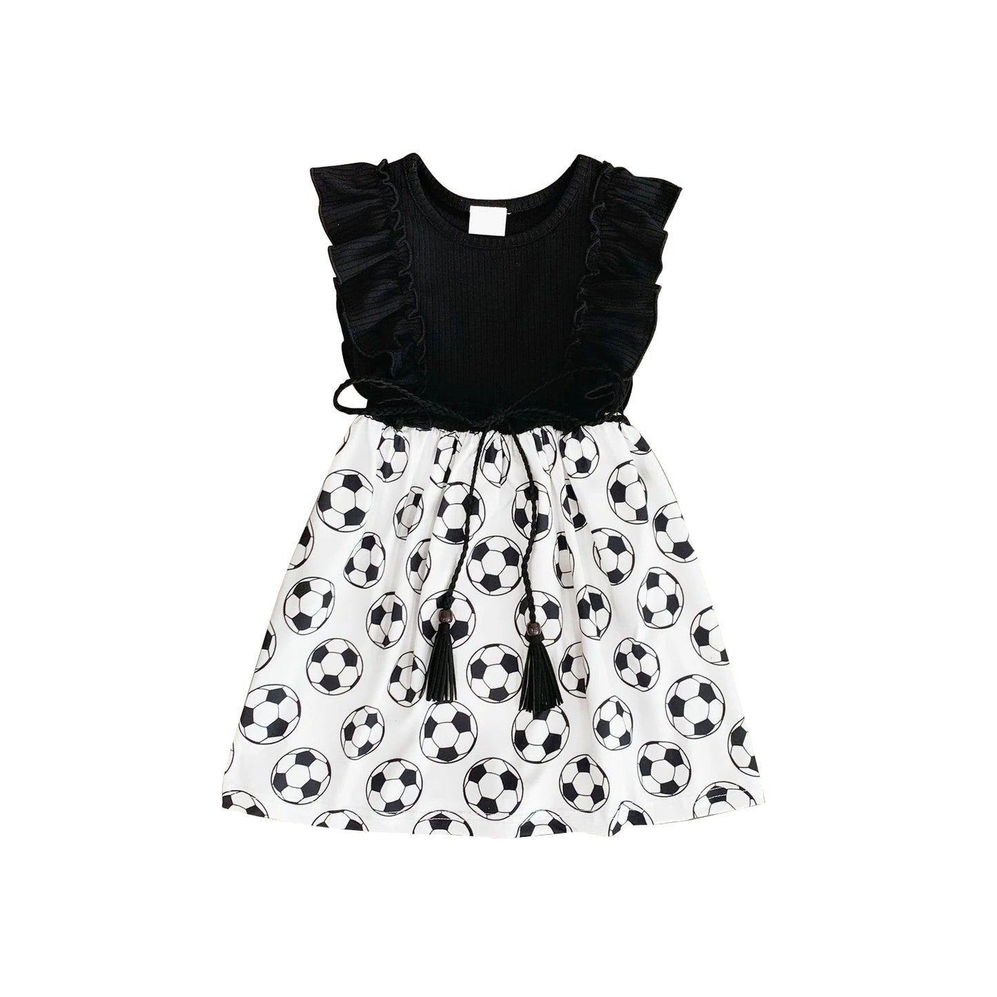 pre -order football black print girl dress GSD2174