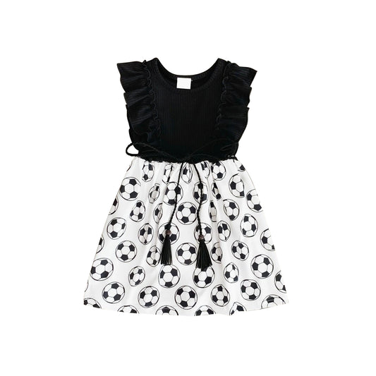 pre -order football black print girl dress GSD2174