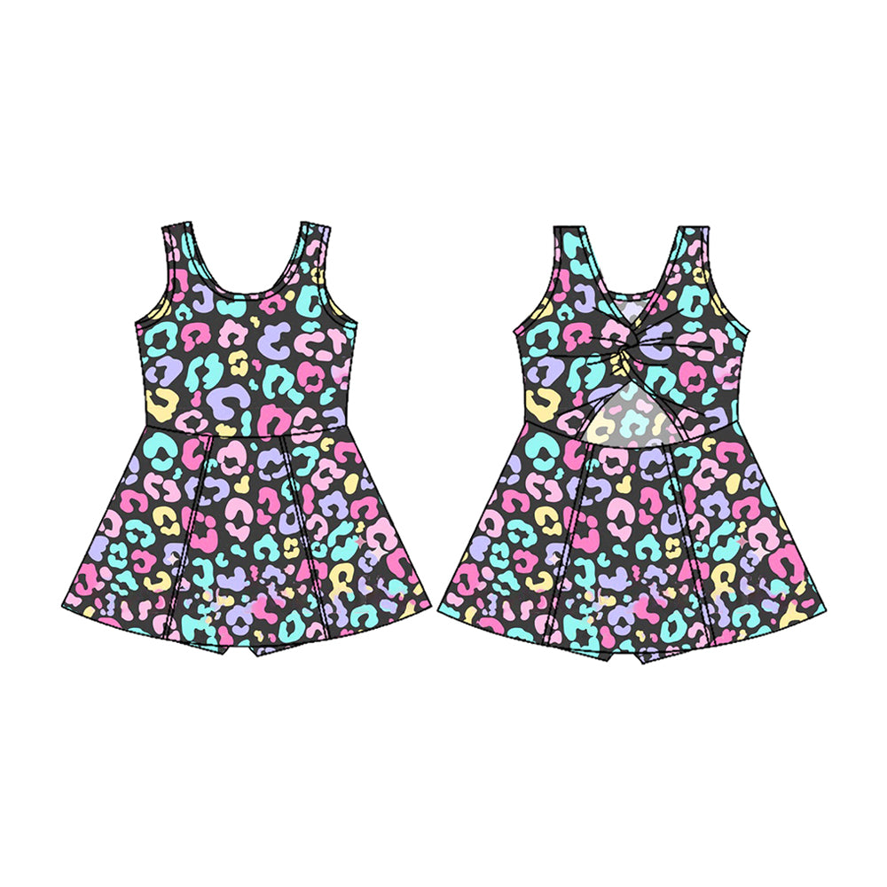 pre -order leopard print girl dress GSD2175