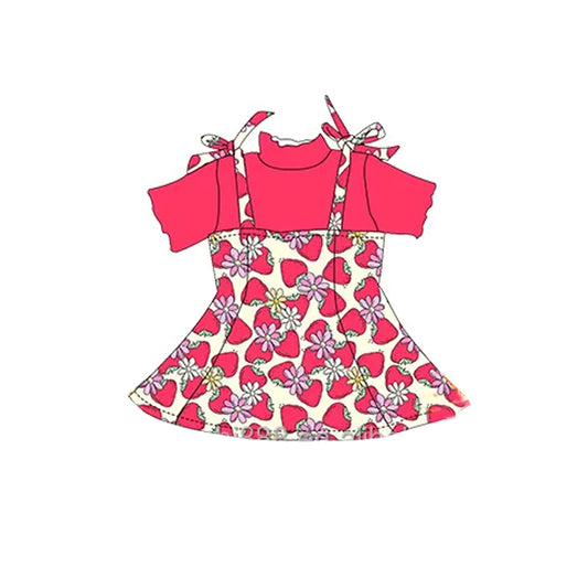 pre -order hot pink strawberry print girl dress GSD2178