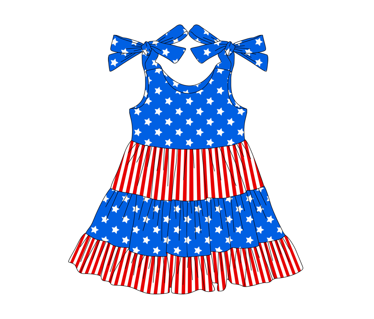 pre -order stars stripe print girl dress GSD2185