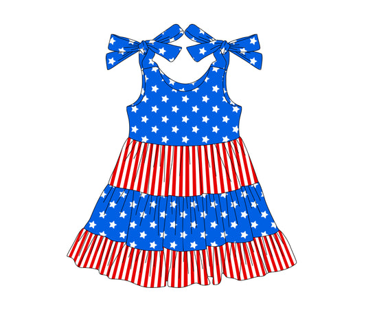 pre -order stars stripe print girl dress GSD2185