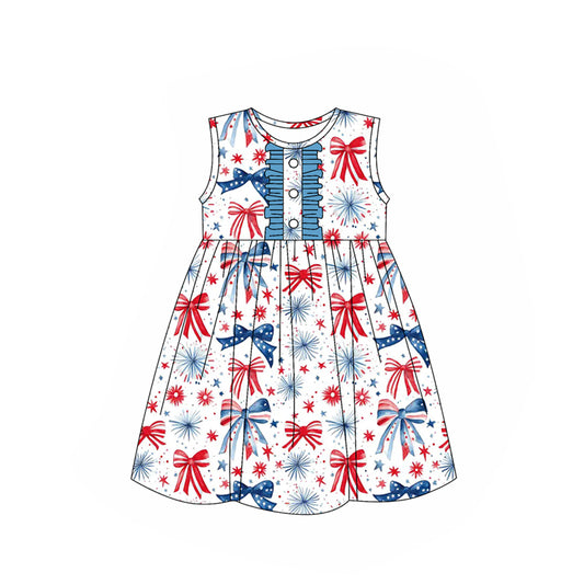 pre -order 4th of july bows print girl dress GSD2186