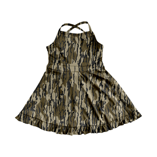pre -order green camo print girl yoga dress GSD2314