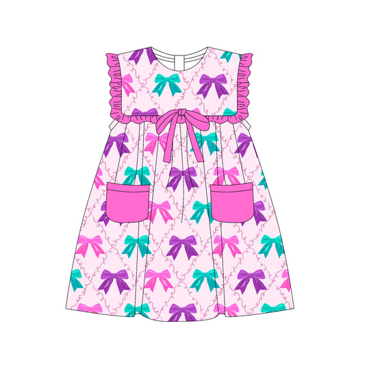 pre -order colorful bows print girl dress GSD2320