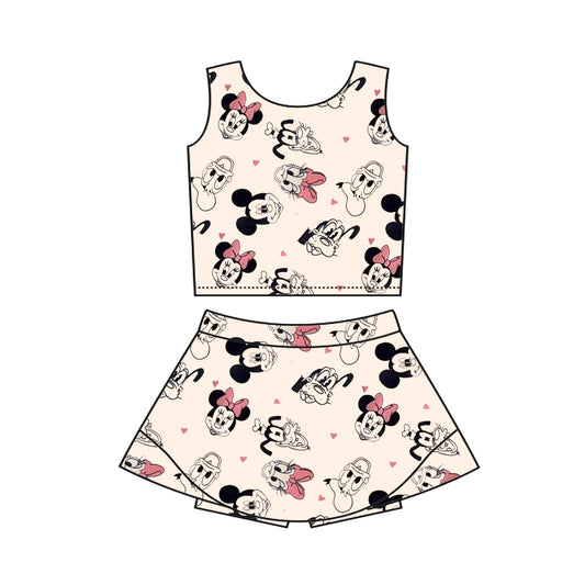 pre -order light pink cartoon print girl dress GSD2335