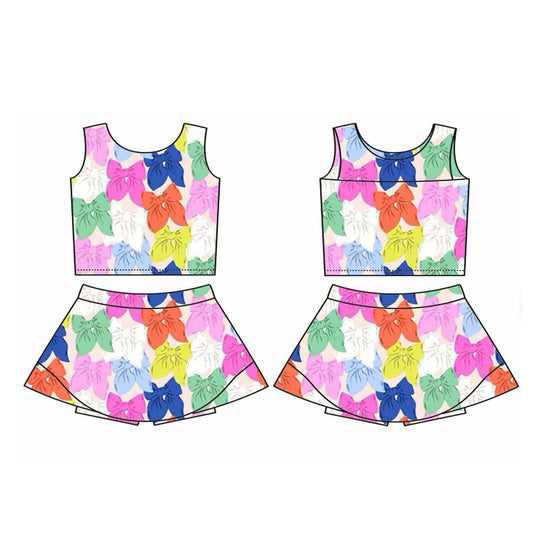 pre -order colorful bows print girl dress GSD2338