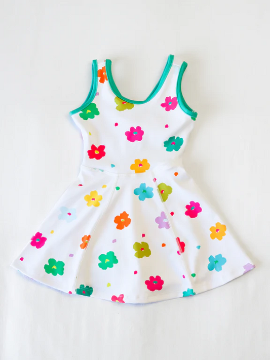 pre -order colorful flowers print girl yoga dress GSD2346