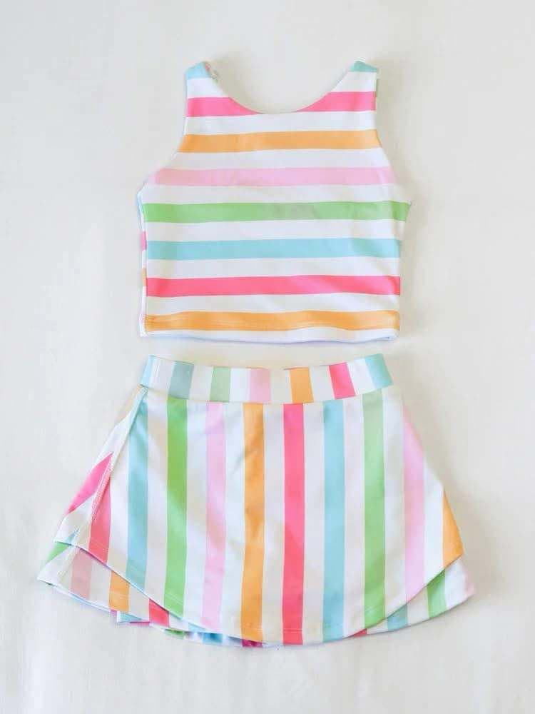 pre -order colorful stripe print gir dress GSD2348
