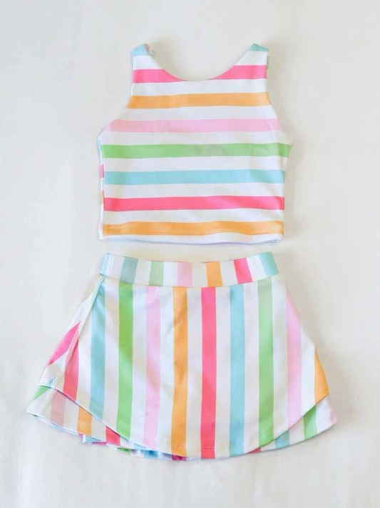 pre -order colorful stripe print gir dress GSD2348