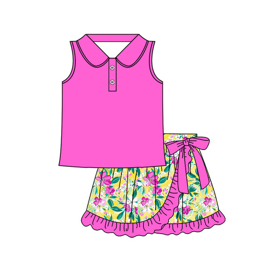 pre -order Purple flowers print girl dress GSD2361