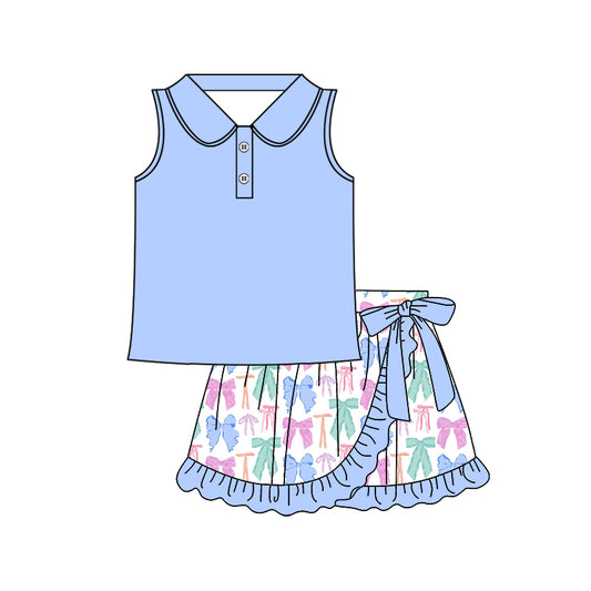 pre -order blue flowers print girl dress GSD2363