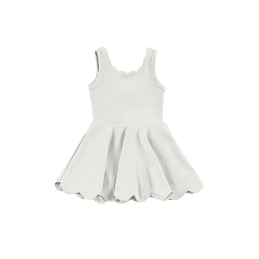 pre -order  White solid print girl yoga dress GSD2370