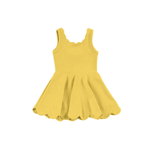 pre -order light yellow print girl yoga dress GSD2373