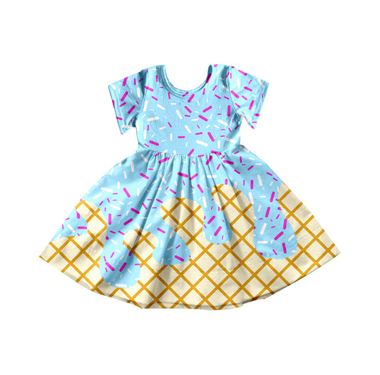 pre -order blue yellow plaid print girl dress GSD2381