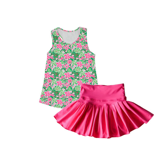 pre -order flowers yoga sleeveless print girl set GSD2458