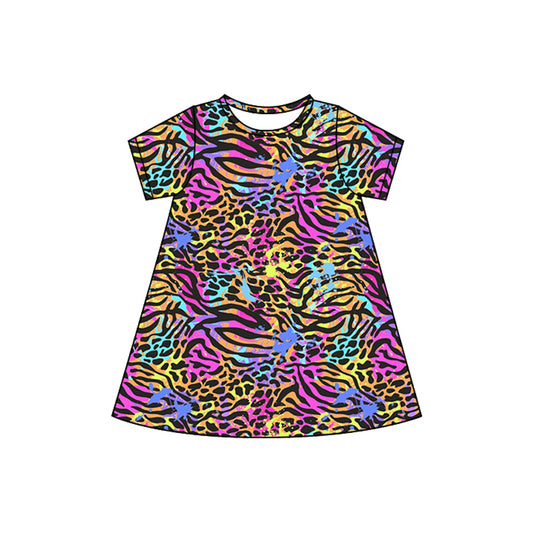 pre -order colorful leopard print girl dress GSD2479