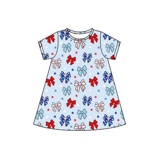 pre -order 4th of July bows print girl dress GSD2480