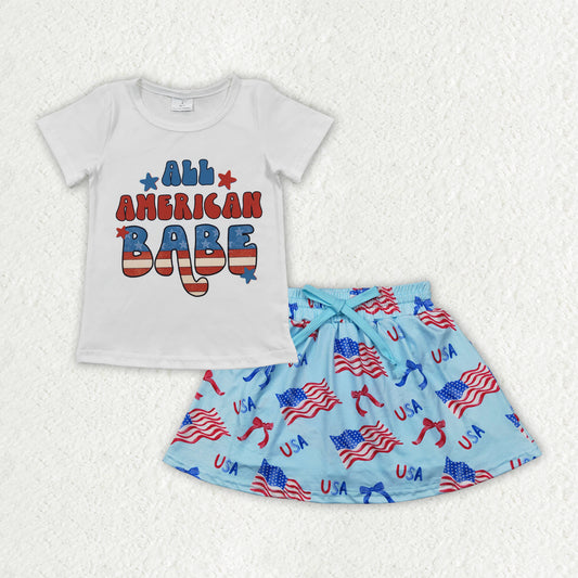 pre -order 4th of July flag pattern girl set GSD2482
