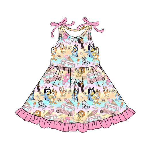 pre -order Pink cartoon print girl dress GSD2485