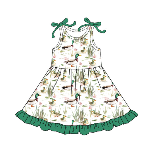pre -order Green duck print girl dress GSD2486