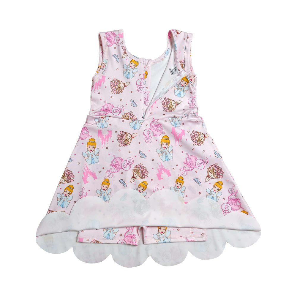 Pink Cartoon Scalloped Girls Dress GSD2489
