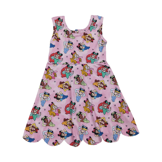Athletic Pink Scalloped Sleeveless Girls Dress GSD2491