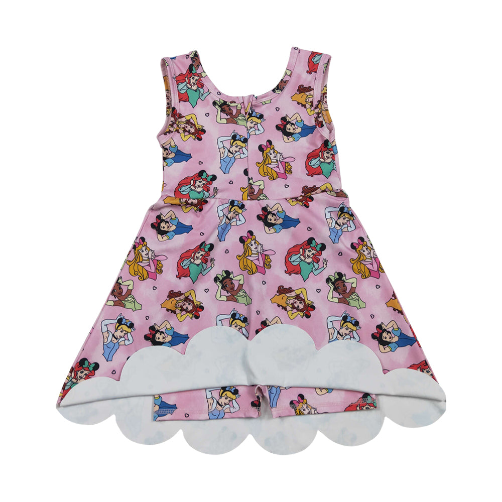 Athletic Pink Scalloped Sleeveless Girls Dress GSD2491