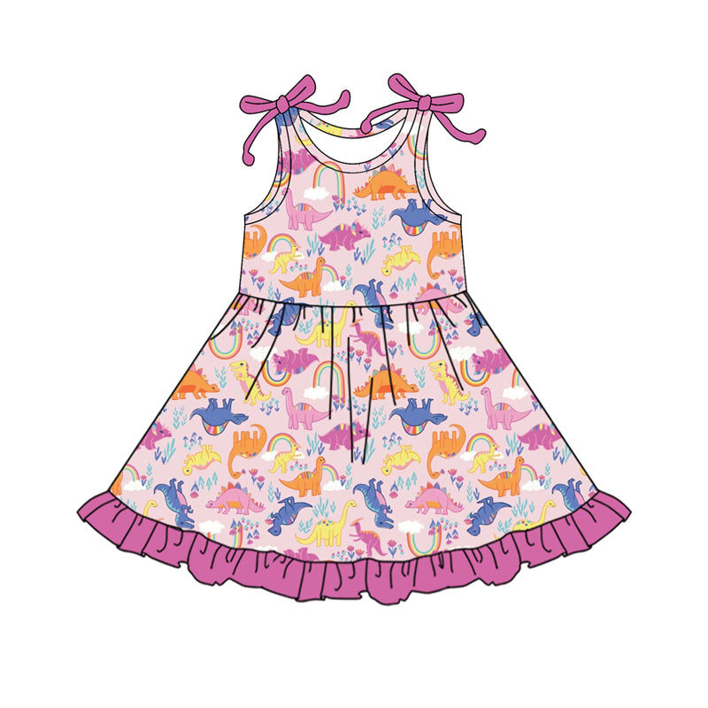 pre -order pink cartoon sleeveless print girl dress GSD2503