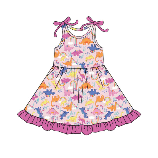 pre -order pink cartoon sleeveless print girl dress GSD2503