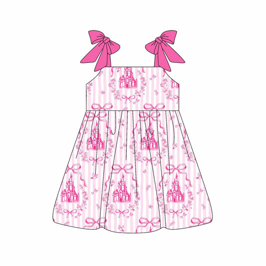 pre -order pink cartoon sleeveless print girl dress GSD2505