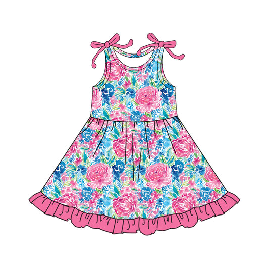 pre -order hot blue print girl dress GSD2509