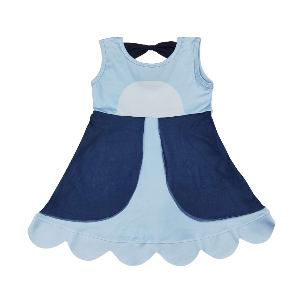 Blue Scalloped Girls Dress GSD2515