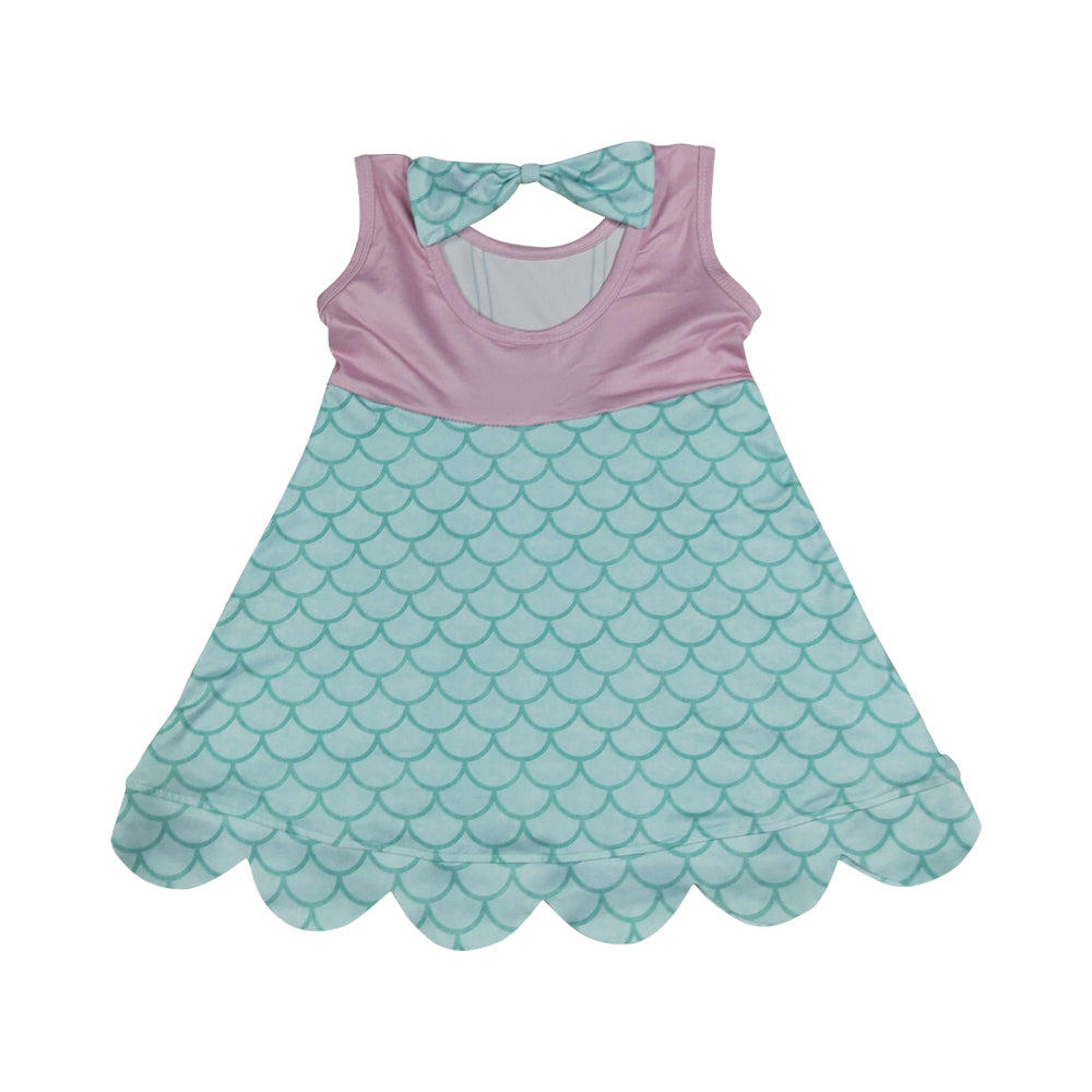 Fish scales Scalloped Girls Dress GSD2516