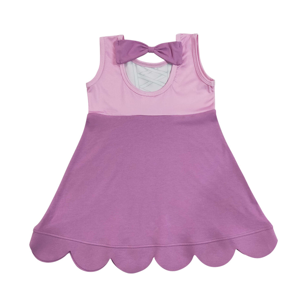 Purple Cartoon Scalloped Girls Dress GSD2518
