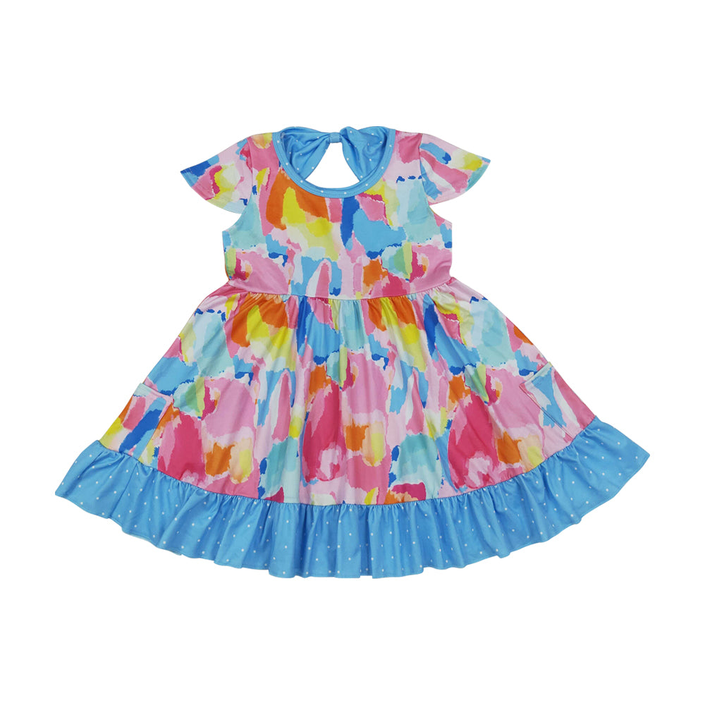 colorful watercolor Girls Dress GSD2610