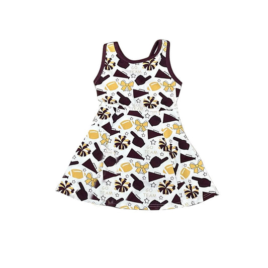 pre -order football go team sleeveless Girls Dress  GSD2842